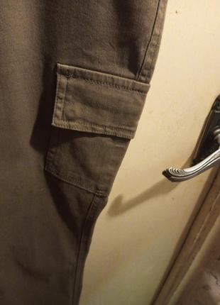 Стрейч-коттон,звужені,хакі,штани-джинси-а-ля карго,великого розміру,janina8 фото