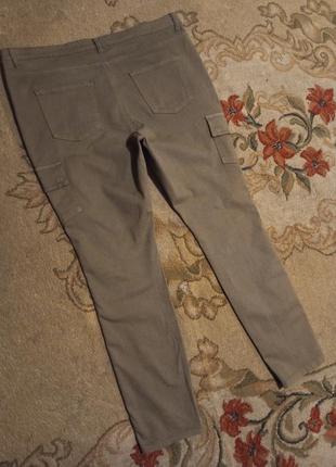Стрейч-коттон,звужені,хакі,штани-джинси-а-ля карго,великого розміру,janina5 фото