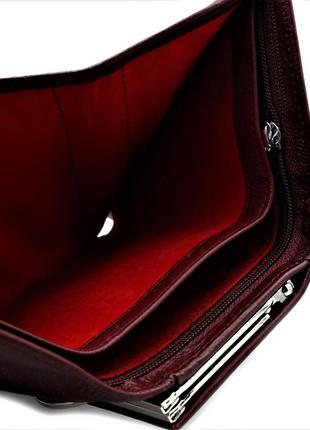 Женский кожаный кошелек пурпурно-красный вместительный кошелек для женщины современный качественный  кошелек4 фото