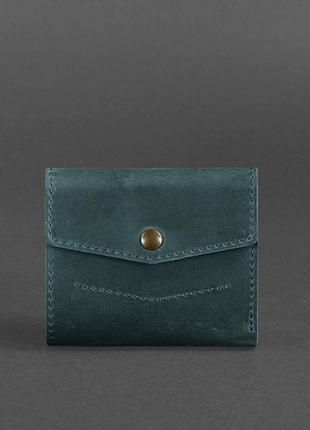Кожаный небольшой кошелек цвет зеленый красивый кошелек премиум класса из натуральной кожи стильный кошелек5 фото