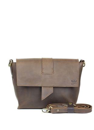 Женская кожаная сумка nora темно-коричневая винтажная красивая женская сумка люкс класса со шлейкой