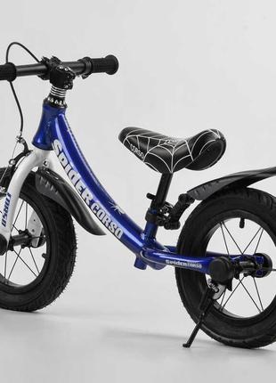 Велобег детский 12’’ с надувными колесами и алюминиевой рамой синий легкий велосипед для мальчика5 фото