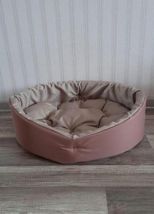 Лежак для собак і кішок 40х50 см лежанка для маленьких собак моко з бежевим4 фото