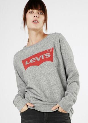 Сірий світшот двох нитка levi’s серый свитшот двунитка спортивный свитшот