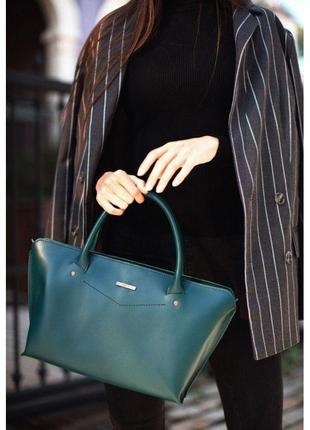 Жіноча шкіряна сумка midi зелена стильна жіноча сумка вишукана жіноча сумка з натуральної шкіри9 фото