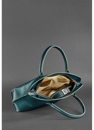 Жіноча шкіряна сумка midi зелена стильна жіноча сумка вишукана жіноча сумка з натуральної шкіри6 фото