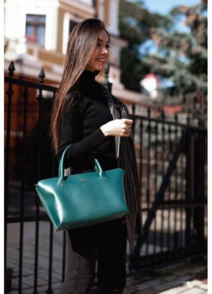 Жіноча шкіряна сумка midi зелена стильна жіноча сумка вишукана жіноча сумка з натуральної шкіри10 фото