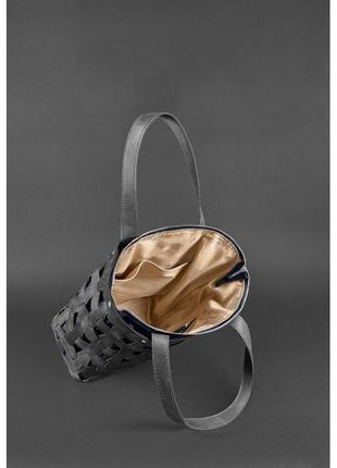 Кожаная плетеная женская сумка пазл l черная элегантная сумка шоппер премиум класса сумка шоппер плетеная5 фото