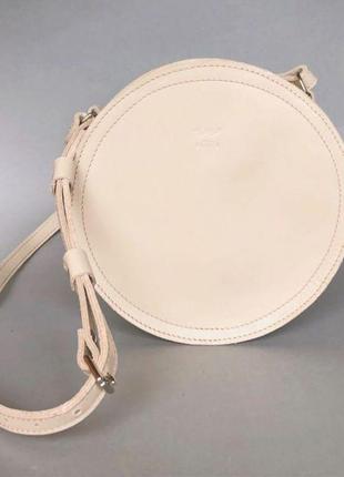Стильная женская сумка формой круга женская кожаная сумка amy s бежевая сумка на лето для девушки кожаная2 фото