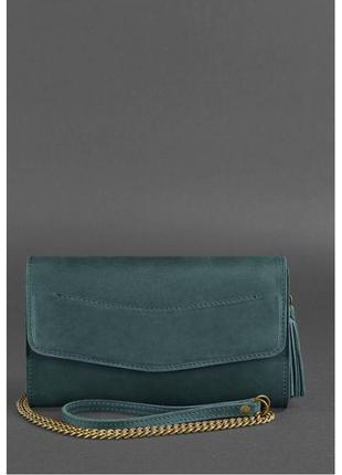 Шкіряна жіноча сумка еліс зелена crazy horse стильна жіноча сумка трансформер приемиум класу3 фото