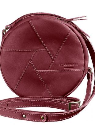 Кожаная круглая женская сумка бон-бон бордовая стильная женская сумка круглой формы сумка круг для девушек5 фото