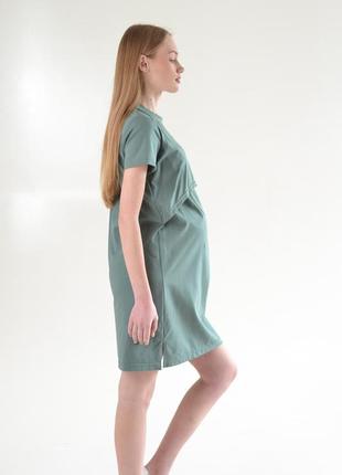 Сукня коричнева футболка для вагітних і годуючих коротка літня сукня 42-569 фото