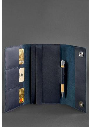 Кожаный блокнот софт-бук темно-синий стильный блокнот с обложкой из натуральной кожи софт-бук ручной работы3 фото