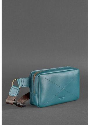 Кожаная поясная сумка dropbag mini зеленая удобная поясная сумка ручной работы красивая сумка на пояс кожаная2 фото