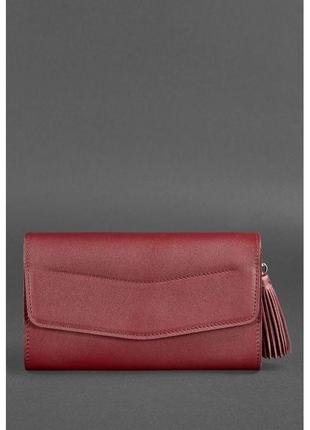 Женская кожаная сумка элис бордовая краст сумочка-трансформер премиум класса женский клатч из натуральной кожи