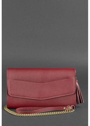 Женская кожаная сумка элис бордовая краст сумочка-трансформер премиум класса женский клатч из натуральной кожи2 фото