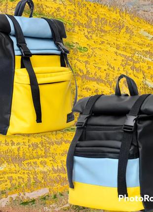 Рюкзак ролл sambag rolltop lth чорний з прапором україни