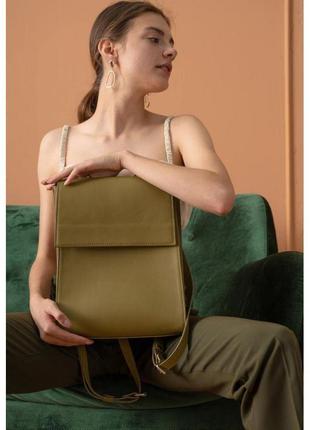 Жіночий рюкзак tammy оливковий красивий городкой рюкзак для жінок зручний жіночий рюкзак з натуральної шкіри