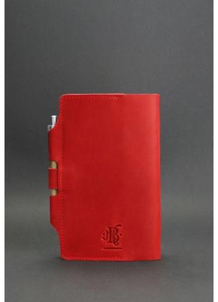 Женский кожаный блокнот (софт-бук) коралловый стильный кожаный блокнот ручной работы блокнот из кожи женский5 фото