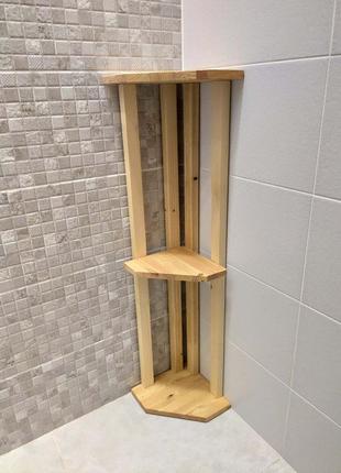 Угловая полка деревянная. полка в ванную угловая