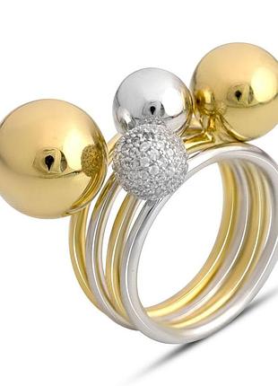 Срібне кільце з фіанітами, вага виробу 11,75 г (2143345) 19 розмір