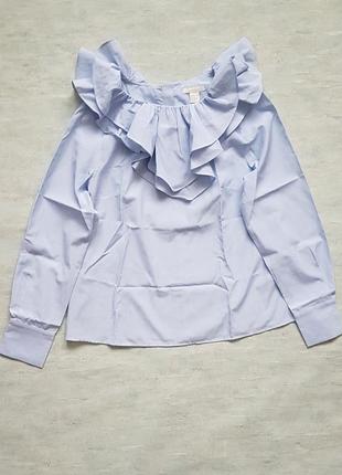 Блуза h&m з воланами і ґудзиками на спинці, в дрібну смужку.6 фото