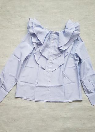 Блуза h&m з воланами і ґудзиками на спинці, в дрібну смужку.7 фото