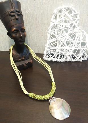 Ожерелье перламутровая ракушка-бисер-канат.1 фото