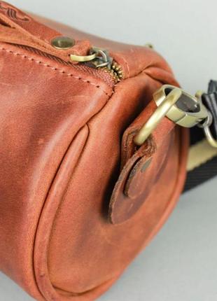 Кожаная сумка поясная-кроссбоди cylinder светло-коричневая винтажная удобная поясная сумка премиум класса5 фото