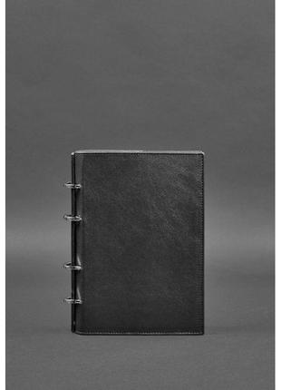 Кожаный блокнот на кольцах с твердой черной обложкой блокнот премиум класса блокнот на кольцах кожаный