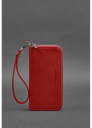 Кожаное портмоне на молнии красное красивый женский кошелек из натуральной кожи портмоне люкс класса женское3 фото