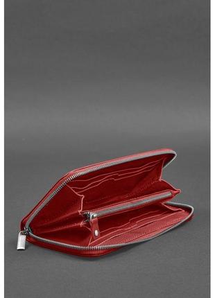 Кожаное портмоне на молнии красное красивый женский кошелек из натуральной кожи портмоне люкс класса женское2 фото
