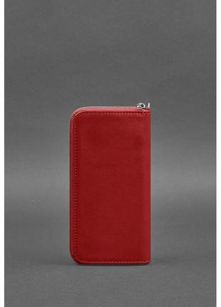 Кожаное портмоне на молнии красное красивый женский кошелек из натуральной кожи портмоне люкс класса женское4 фото