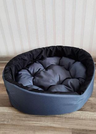 Лежак для собак и 50х60см лежанка для собак серый с черным2 фото