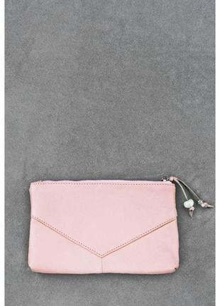 Якісна жіноча косметичка на блискавці модна сумочка жіноча косметичка рожева з натуральної шкіри2 фото