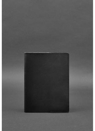 Кожаная обложка для блокнота а5  (софт-бук) черная краст  универсальная кожаная обложка под блокнот