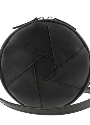 Женская кожаная сумка бон-бон черная crazy horse универсальная круглая сумка через плечо из натуральной кожи10 фото