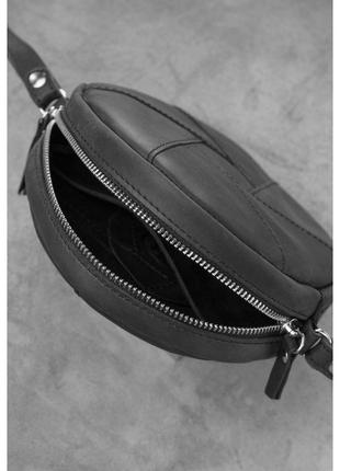 Женская кожаная сумка бон-бон черная crazy horse универсальная круглая сумка через плечо из натуральной кожи5 фото