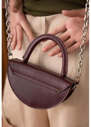 Жіноча шкіряна міні-сумка сһгіѕ micro бордова мініатюрна жіноча сумочка на ланцюжку з натуральної шкіри4 фото