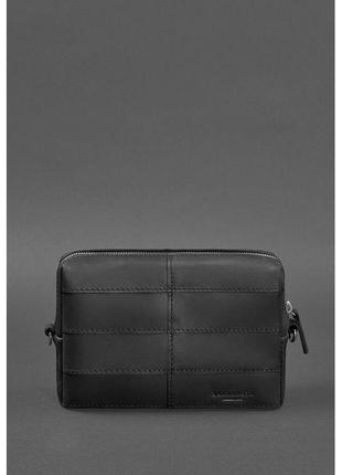 Модна шкіряна сумочка якісний органайзер з натуральної шкіри шкіряна сумочка-несесер чорна