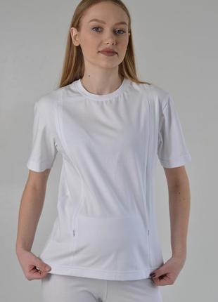 Білий комплект 5в1 шорти, велосипедки, легінси, футболка, джемпер для вагітних і годуючих  42-567 фото