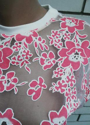 Прозрачная блузка(футболка) в цветочный принт,atmosphere4 фото