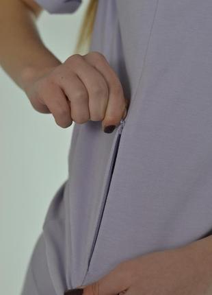 Лавандовый комплект для беременных и кормящих базовая футболка и лосины 42-56 рр6 фото