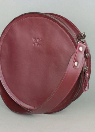 Стильная сумка для девушки форма круга женская сумка качественная женская кожаная сумка amy l бордовая2 фото
