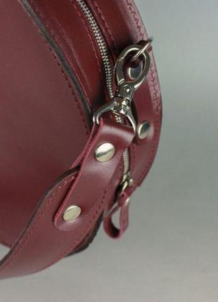 Стильная сумка для девушки форма круга женская сумка качественная женская кожаная сумка amy l бордовая3 фото