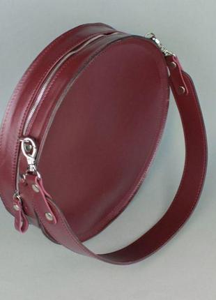 Стильная сумка для девушки форма круга женская сумка качественная женская кожаная сумка amy l бордовая5 фото