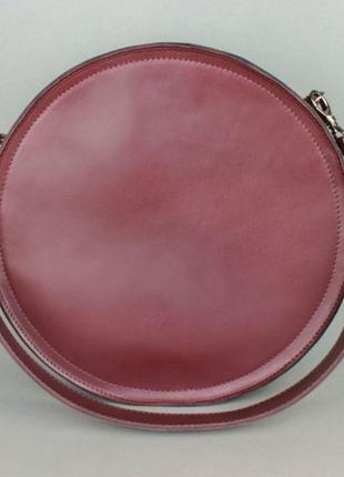 Стильная сумка для девушки форма круга женская сумка качественная женская кожаная сумка amy l бордовая4 фото