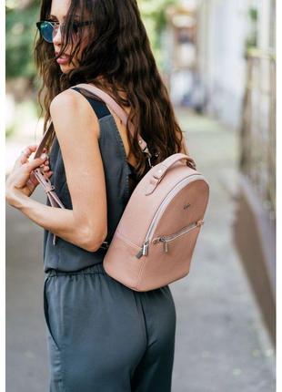 Стильний жіночий рюкзак зі шкіри рюкзак трансформується в сумочку шкіряний жіночий мінірюкзак kylie рожевий