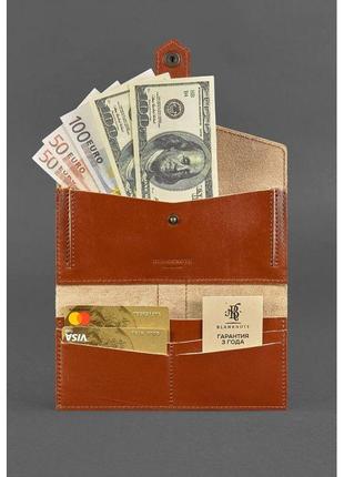 Якісне шкіряне портмоне світло-коричневе зручний гаманець з натуральної шкіри стильне шкіряне портмоне2 фото