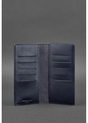 Стильное портмоне из натуральной кожи качественный кошелек портмоне кожаное портмоне-купюрник темно-синее3 фото